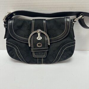 Vintage Coach Purse Black Signature Small Canvas Silver Hardware Y2K